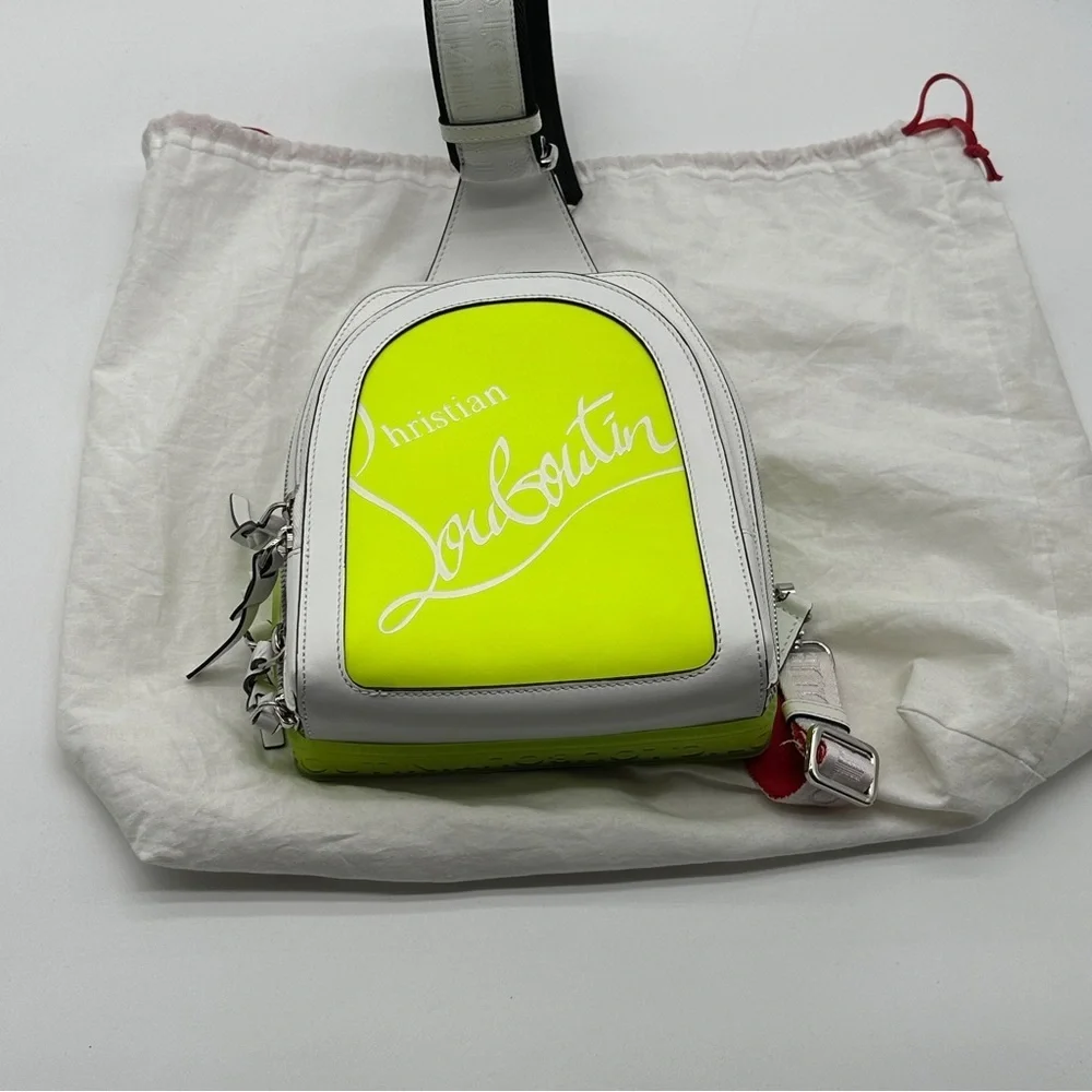 Men Christian Louboutin Loubifunk Bag Lime Green/White Mint Condition unisex